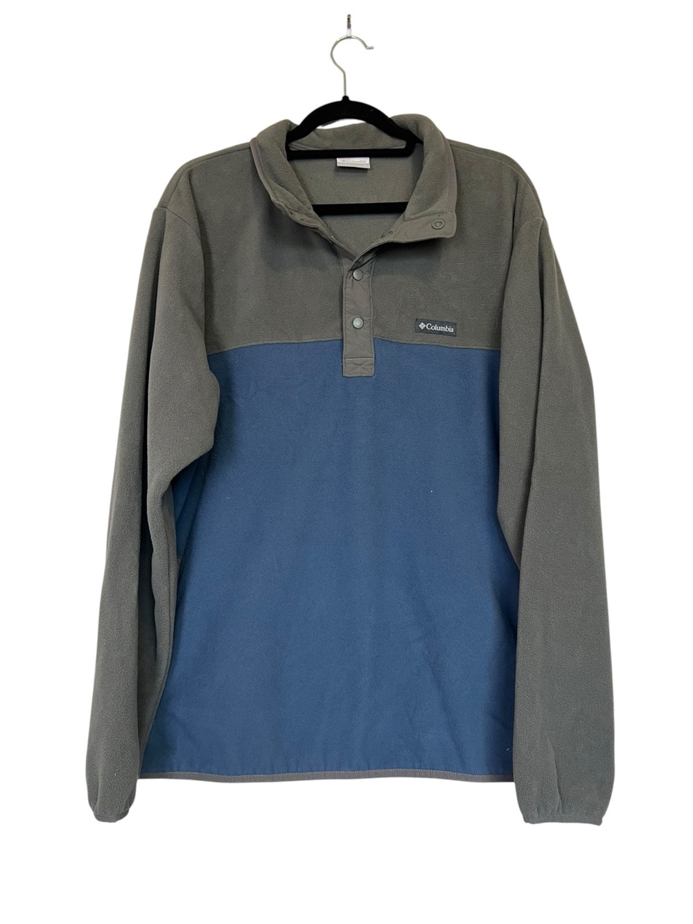 Columbia Steens Mountain M XL Gray and Blue 1/4 Snap Fleece Pullover Sweatshirt